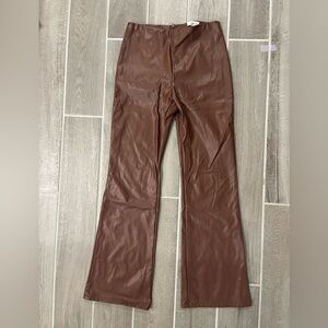 Brown Faux Leather Pants